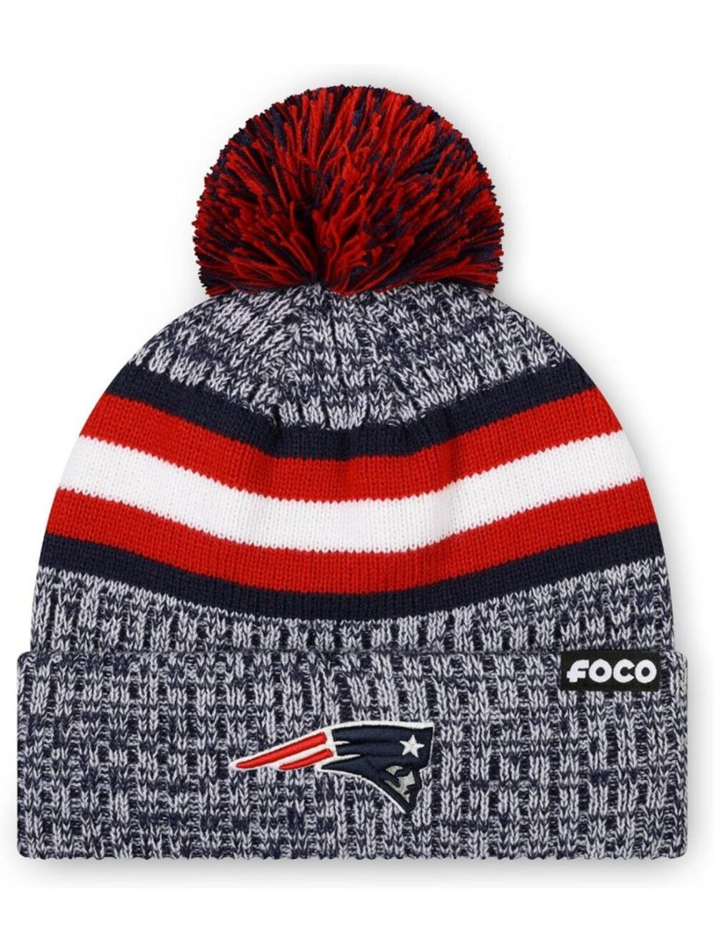 Cozy NFL Team Logo Pom Beanie Hat for Unisex Adults - Heather Stripe Design